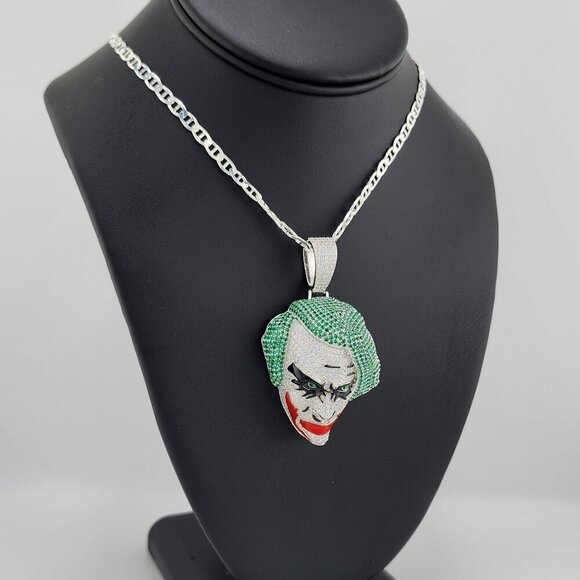Brand New Sterling Silver 925 Joker Face Necklace